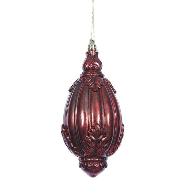 6.5" Antique Red Sculptured Drop Ornament (4 pack)