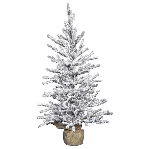 2' Artificial Flocked Angel Pine Tree w/Burlap Base