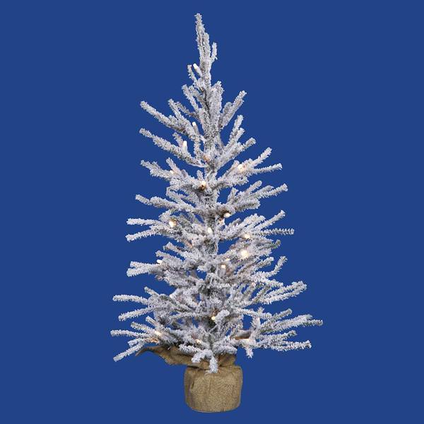 2' Artificial Frosted Angel Pine Tree w/Burlap Base 35 Warm White LED Lights