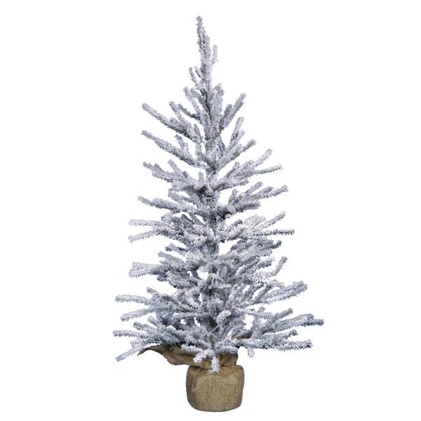 4' Artificial Flocked Angel Pine Tree w/Burlap Base