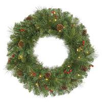 Vickerman 30" Artificial Cambridge Wreath 50 Clear Lights