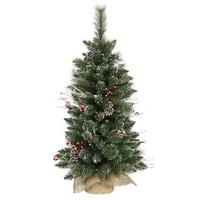 Vickerman 3' Artificial Snow Tip Pine/Berry Tree w/Burlap Base
