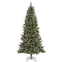 Vickerman 9' x 51" Artificial Snow Tipped Pine and Berry Tree with 650 Warm White LED Lights