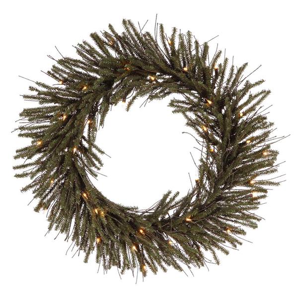 30" Artificial Vienna Twig Wreath 35 Warm White LED Lights