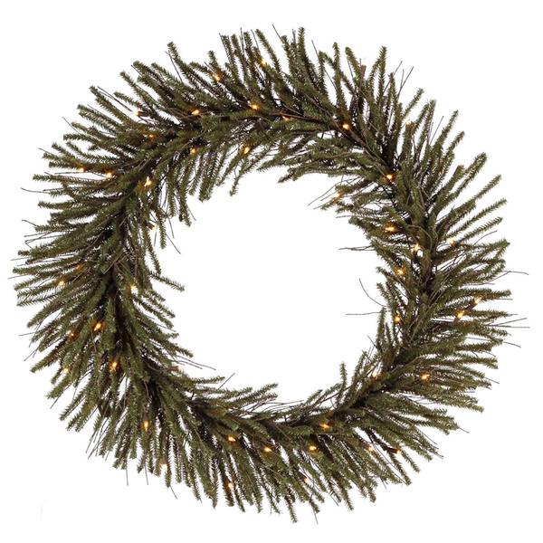 36" Artificial Vienna Twig Wreath 50 Warm White LED Lights