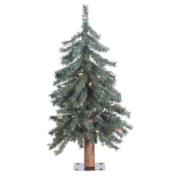 2' x 16.5" Artificial Natural Bark Alpine Pine Tree with 35 LED Lights