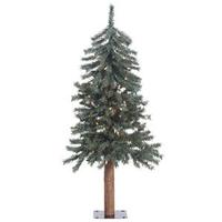 Vickerman 3' x 22.5" Artificial Natural Bark Alpine Pine Tree with 70 Warm White LED Lights