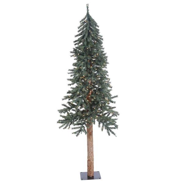 6' x 33" Artificial Natural Bark Alpine Tree with 250 Clear Lights