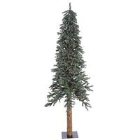 Vickerman 7'x 44.5" Artificial Natural Bark Alpine Tree with 300 Warm White LED Lights