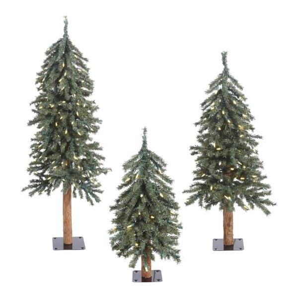 2' 3' 4' Artificial Natural Bark Alpine Set 185 Clear Lights