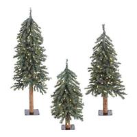 Vickerman 2' 3' 4' Artificial Natural Bark Alpine Set 185 Clear Lights
