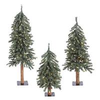 Vickerman 2' 3' 4' Artificial Natural Bark Alpine Set 185 Warm White Lights