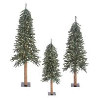 Vickerman 4' 5' 6' Artificial Natural Bark Alpine Set 500 Clear Lights
