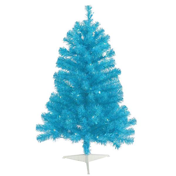 3' x 19" Sky Blue Tree with 50 Teal LED Lights