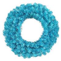 Vickerman 24" Artificial Sky Blue Wreath 50 Teal Lights