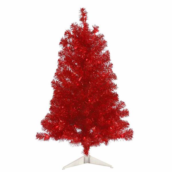 3' x 19" Red Tree with 50 Red LED Lights