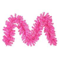 Vickerman 9' x 12" Artificial Hot Pink Garland 70 Pink Miniature Lights