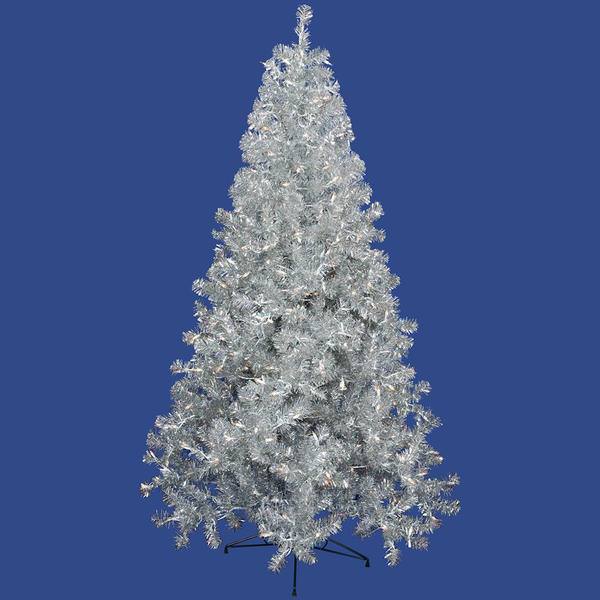 6' x 44" Silver Tree with 350 Warm White Lights