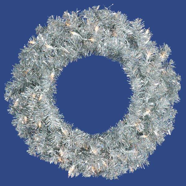 30" Artificial Silver Fir Wreath 70 Silver Lights
