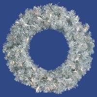 Vickerman 30" Artificial Silver Wreath 70 Warm White LED Lights