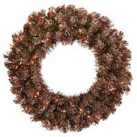Vickerman 24" Artificial Mocha Wreath 50 Warm White LED Lights