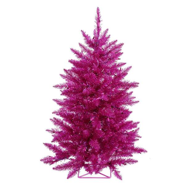 3' x 29" Fuchsia Tree with 70 Purple LED Lights