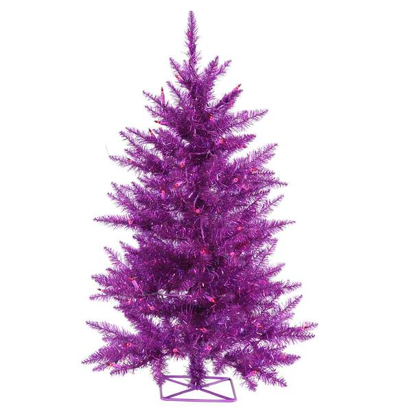 3' x 29" Purple Tree with 70 Purple LED Lights