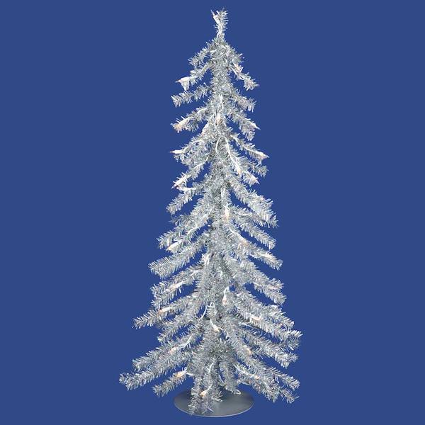 2' x 23" Silver Tree with 35 Warm White LED Lights
