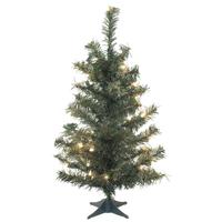 Vickerman 2' Artificial Canadian Pine 35 Warm White Lights with Plastic Stand