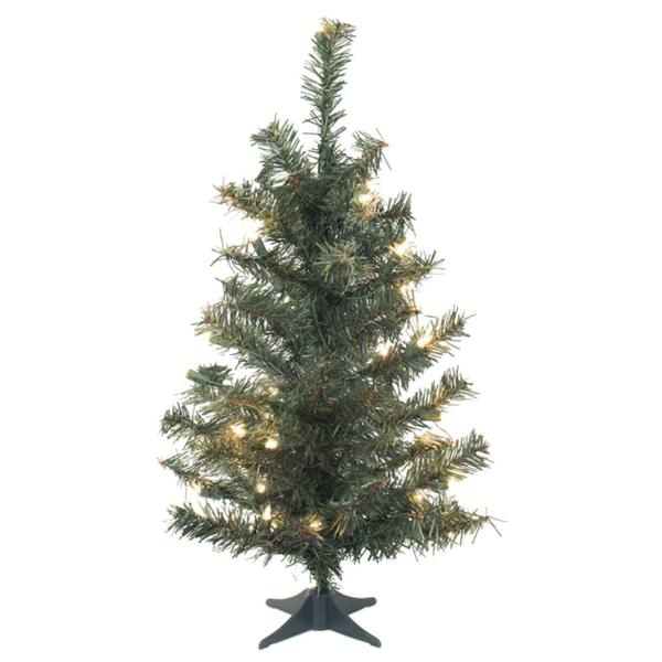 30" Artificial Canadian Pine 35 Warm White Lights with Plastic Stand