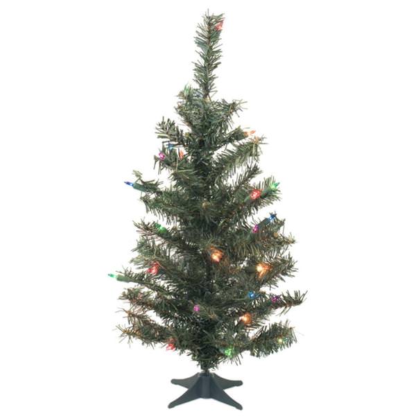30" Canadian Pine 35 Multi-Colored Lights with Plastic Stand