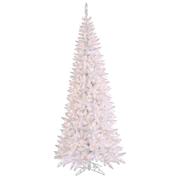5.5' x 30" White Slim Fir Tree with 300 Clear Lights