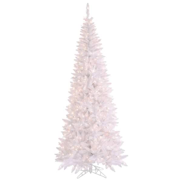 7.5' x 40" White Slim Fir Tree with 500 Clear Lights