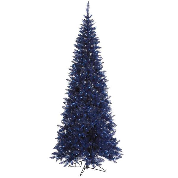 10' x 50" Navy Blue Slim Fir Tree with 900 Blue LED Lights