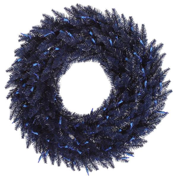 24" Artificial Navy Blue Fir Wreath