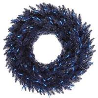 Vickerman 24" Artificial Navy Blue Fir Wreath 50 Blue LED Lights
