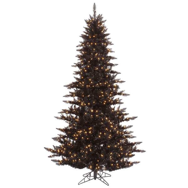 5.5' x 42" Black Fir Tree with 400 Warm White LED Lights