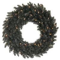 Vickerman 24" Artificial Black Fir Wreath 50 Warm White LED Lights