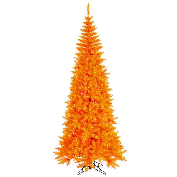 5.5' x 30" Orange Slim Fir Tree with 300 Orange Lights