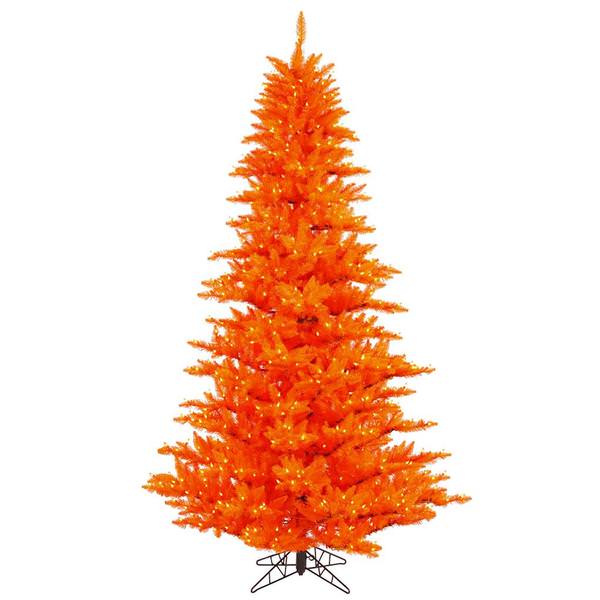 6.5' x 46" Orange Fir Tree with 600 Orange LED Lights