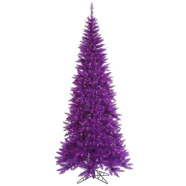 9' x 46" Purple Slim Fir Tree with 600 Purple LED Lights