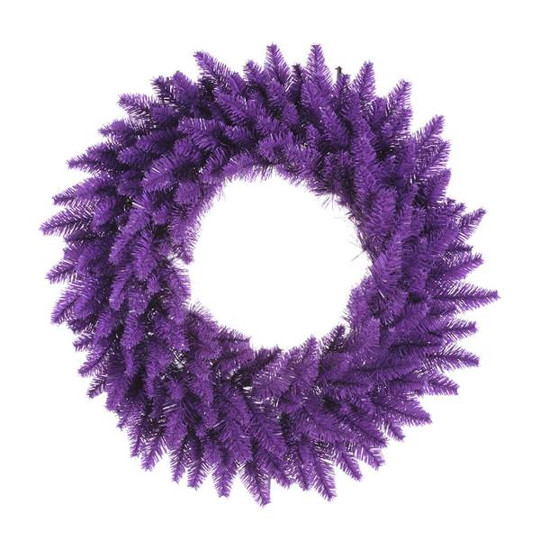 30" Artificial Purple Wreath 100 Purple LED Lights