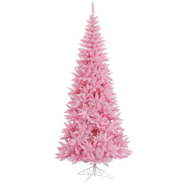 4.5' x 24" Pink Slim Fir Tree with 200 Pink LED Lights