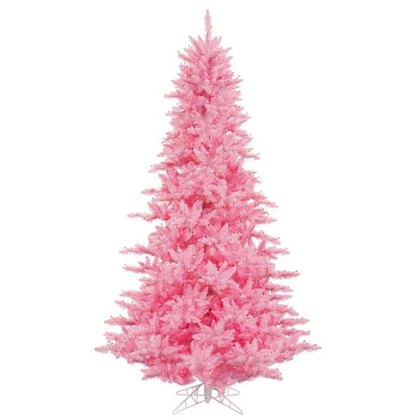 5.5' x 42" Pink Fir Tree with 400 Pink LED Lights