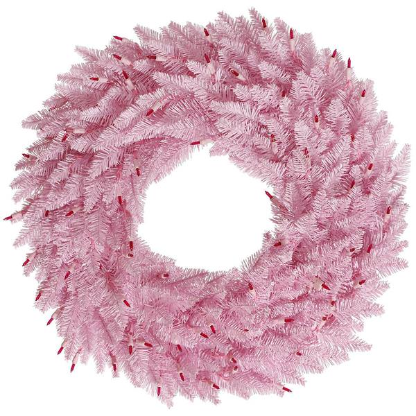 24" Artificial Pink Fir Wreath