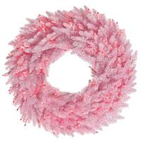 Vickerman 30" Artificial Pink Fir Wreath 100 Miniature Pink Lights