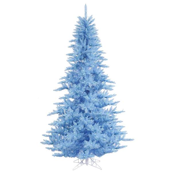 9' x 64" Sky Blue Fir Tree with 1000 Blue LED Lights
