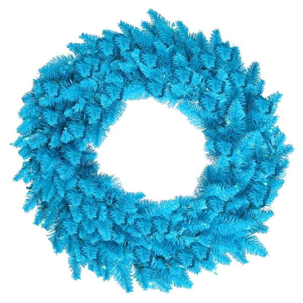 36" Artificial Sky Blue Fir Wreath