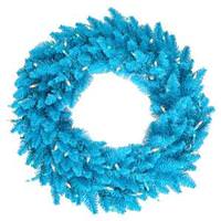 View 24" Artificial Sky Blue Wreath 50 Sky Blue LED Lights