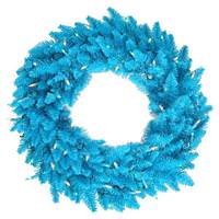 Vickerman 48" Artificial Sky Blue Fir Wreath 150 Sky Blue LED Lights